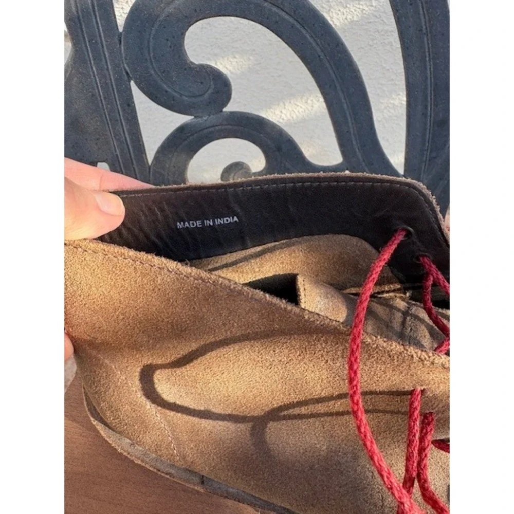 Cole Haan Mens Brown Suede Chukka Boots Red Laces C09565 Size 8.5‎ M